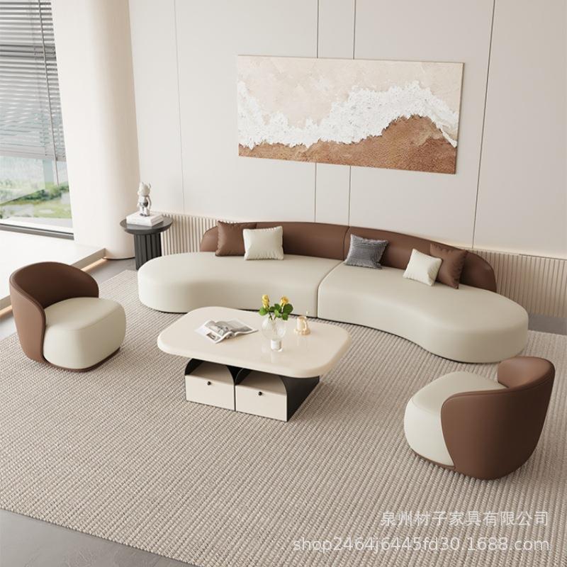 北欧布艺沙发办公室商务接待会客沙发茶几组合美容院洽谈皮艺沙发