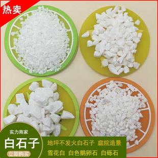 白色鹅卵石地坪不发火白云石庭院造景铺路白云石子白石子景观石