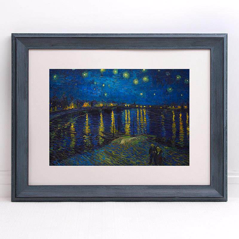 A6L专业画框欧美式实木简约现代蓝色相框挂墙拼图手绘画配框卡纸