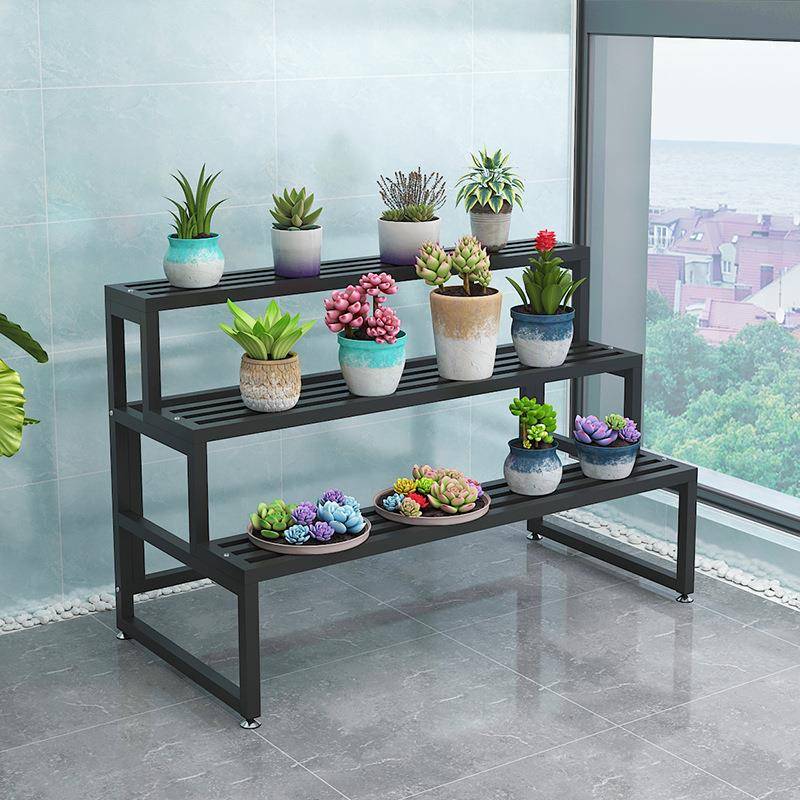 室内阳台展示架花盆置物架多层带轮铁艺户外庭院花店花架旋转