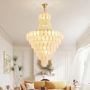 复式 简约铁艺房间轻奢羽毛水晶吊灯 楼大吊灯loft中空三层客厅法式