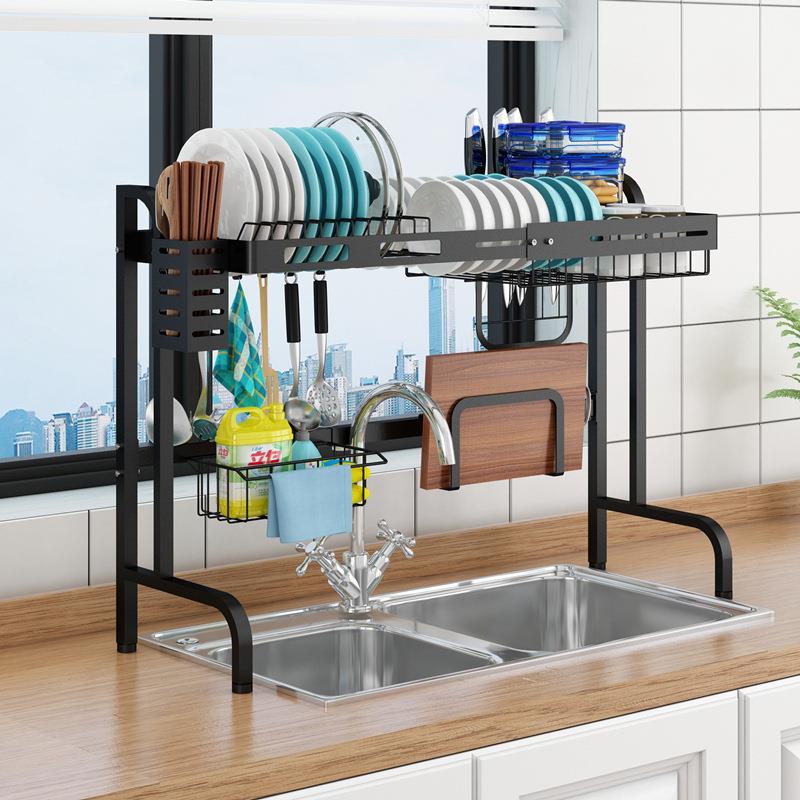 伸缩厨房置物架水槽上方家用沥水碗架不锈钢水池碗碟收纳架滤水架