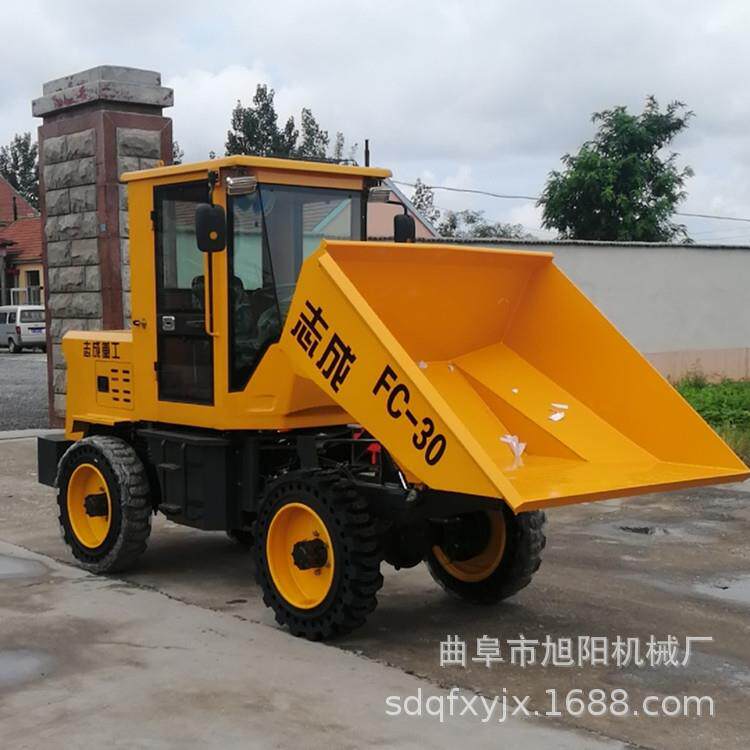 FC-30工程四驱翻斗车工地全封闭驾驶棚蹦蹦车矿用柴油四轮自卸车