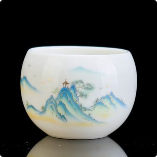 羊脂玉主人杯茶杯千里江山