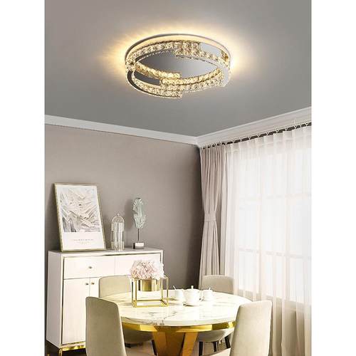 新款创意轻奢水晶吸顶灯餐厅客厅大厅简约高档LED灯饰高颜值圆灯