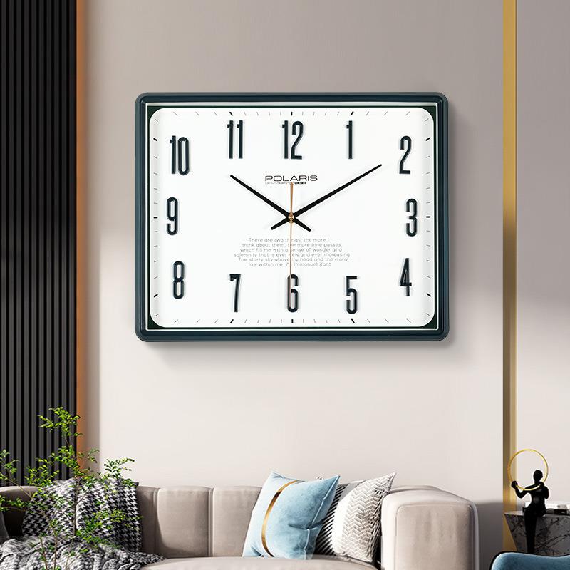 北极星客厅挂钟长方形轻奢家用时尚大号现代简约挂墙时钟表