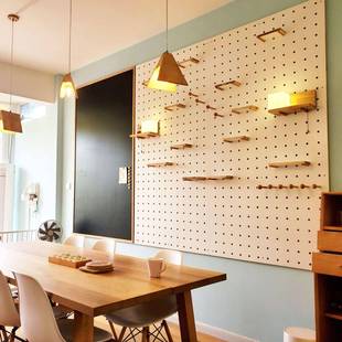 洞洞板墙上置物架实木板装饰墙面展示架墙上隔板收纳入户置物架厂