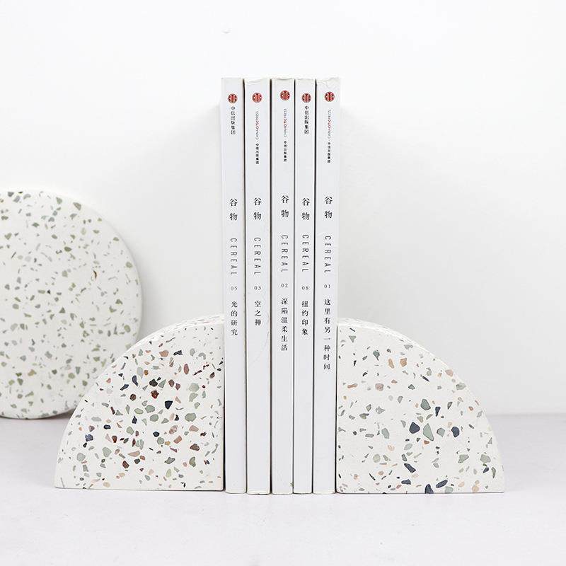 北欧几何扇形水磨石书档书房办公室书立镇纸创意饰品摆件,3C数码配件,USB灯,淘宝优惠券,粉丝福利购,淘宝优惠卷