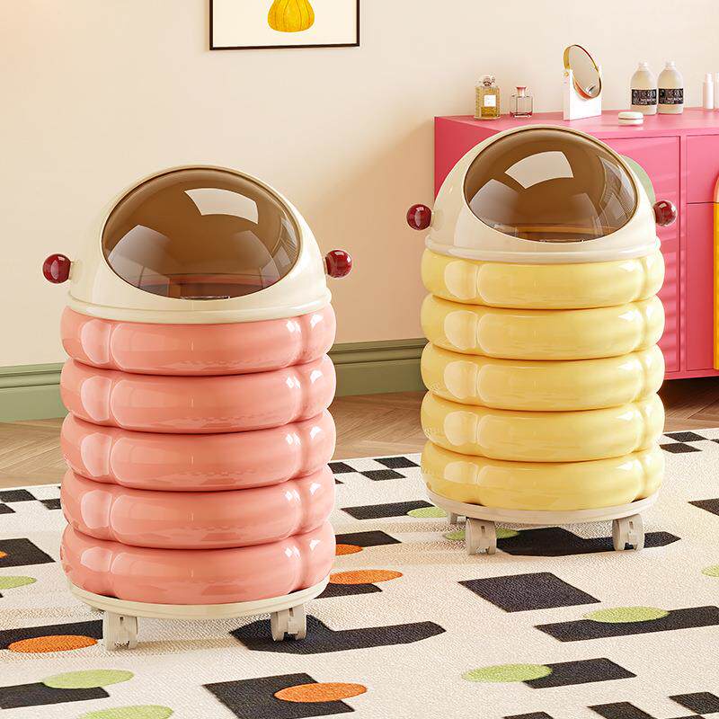 创意动物垃圾桶家用卡通可爱清洁收纳筒内外双桶密封带盖滑轮纸篓