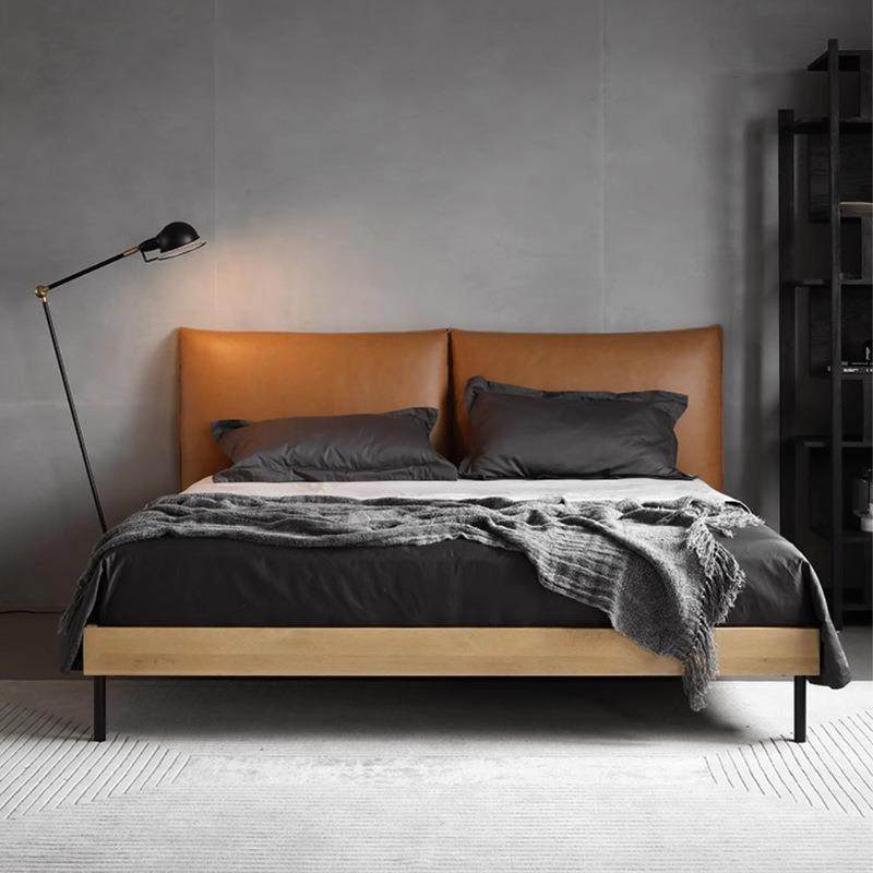 北欧表情NORHOR复古真皮床主卧1.8米软包皮艺床1.5家用双人床实木