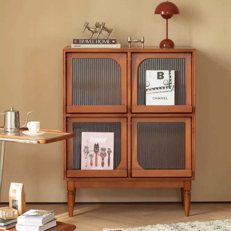 日式书柜北欧实木杂志客厅沙发收纳储物柜复古置物柜展示边柜物柜