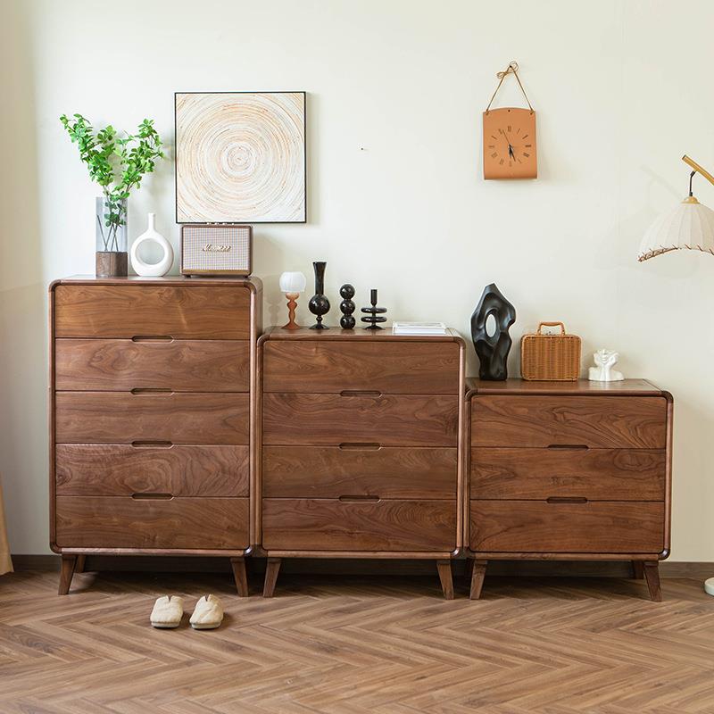北美黑胡桃木全实木斗柜意式北欧储物柜轻奢卧室三四五抽屉收纳柜