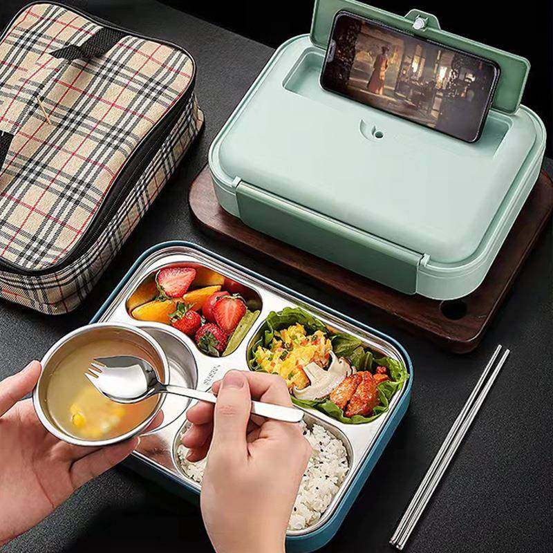 304不锈钢保温饭盒四分格宿舍办公室学生带汤碗午餐盒上班族餐盘,3C数码配件,USB灯,淘宝优惠券,粉丝福利购,淘宝优惠卷