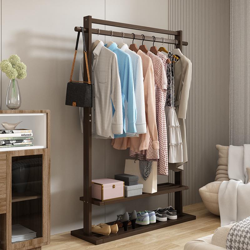 衣帽架落地卧室挂衣架家用实木简约现代客厅收纳衣服置物架可移动