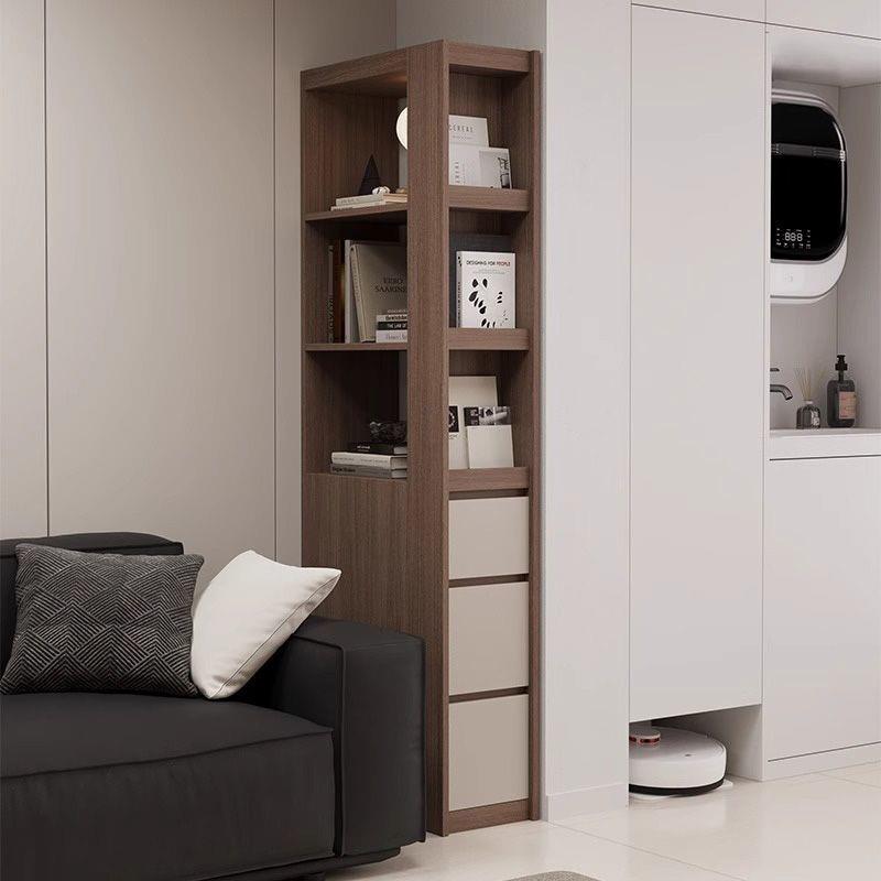 新款转角书柜实木落地夹缝收纳柜极窄置物架客厅沙发侧边柜墙角柜