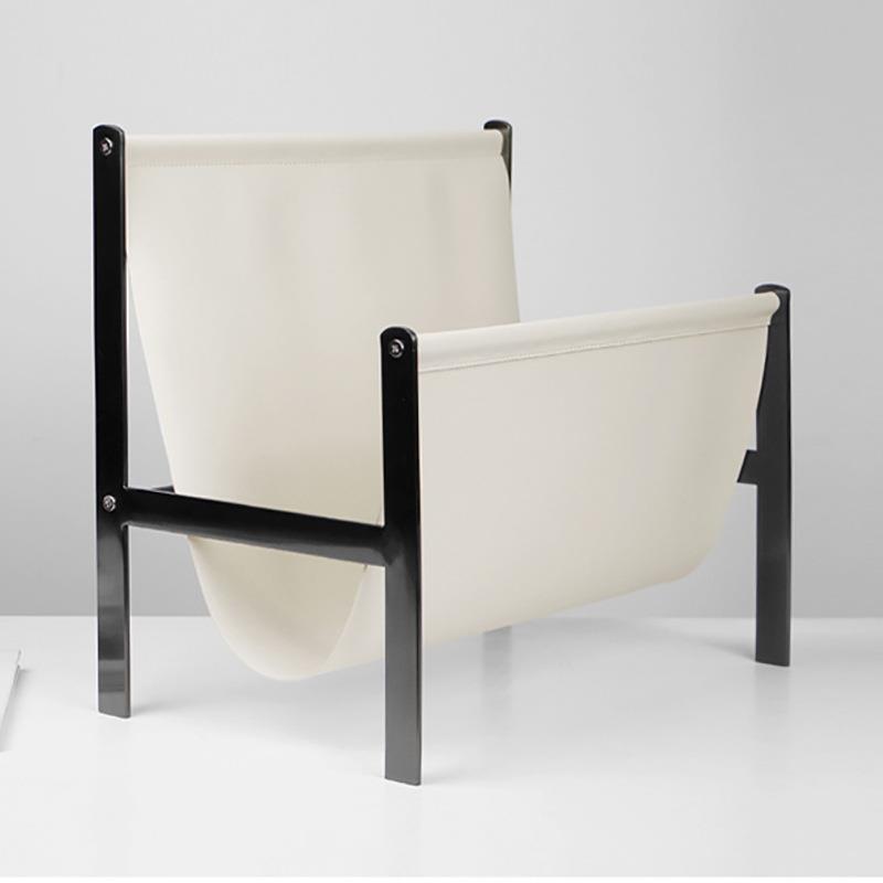 轻奢皮革金属杂志架装饰样板间书房售楼处客厅书报架落地饰品摆件