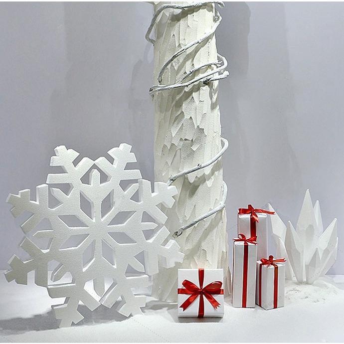 冬季商场服装店橱窗DP场景装饰道具冰雪氛围泡沫雪花冰柱活动摆件