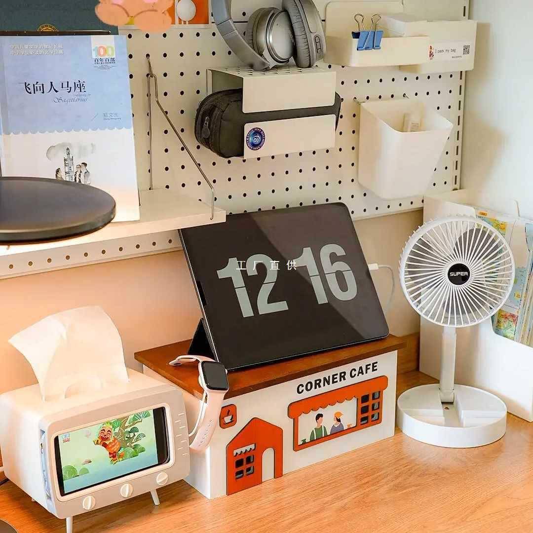 ft上墙洞洞板书架收纳桌上书柜打孔安装展示收纳一体学生书桌置物