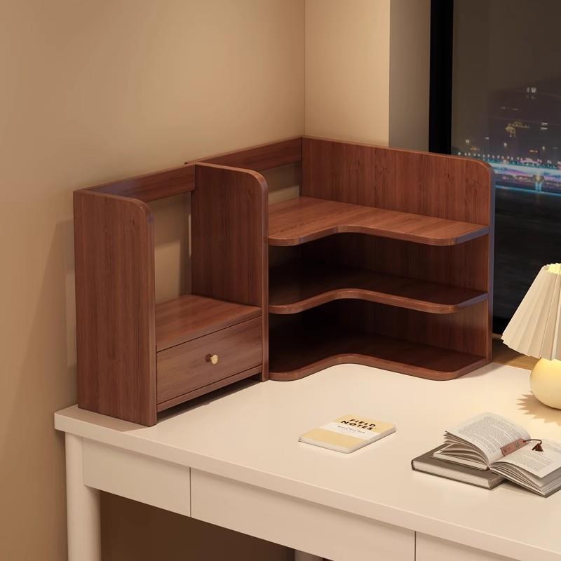 转角书架桌面置物架卧室办公桌上小型增高架学生宿舍收纳多层架子