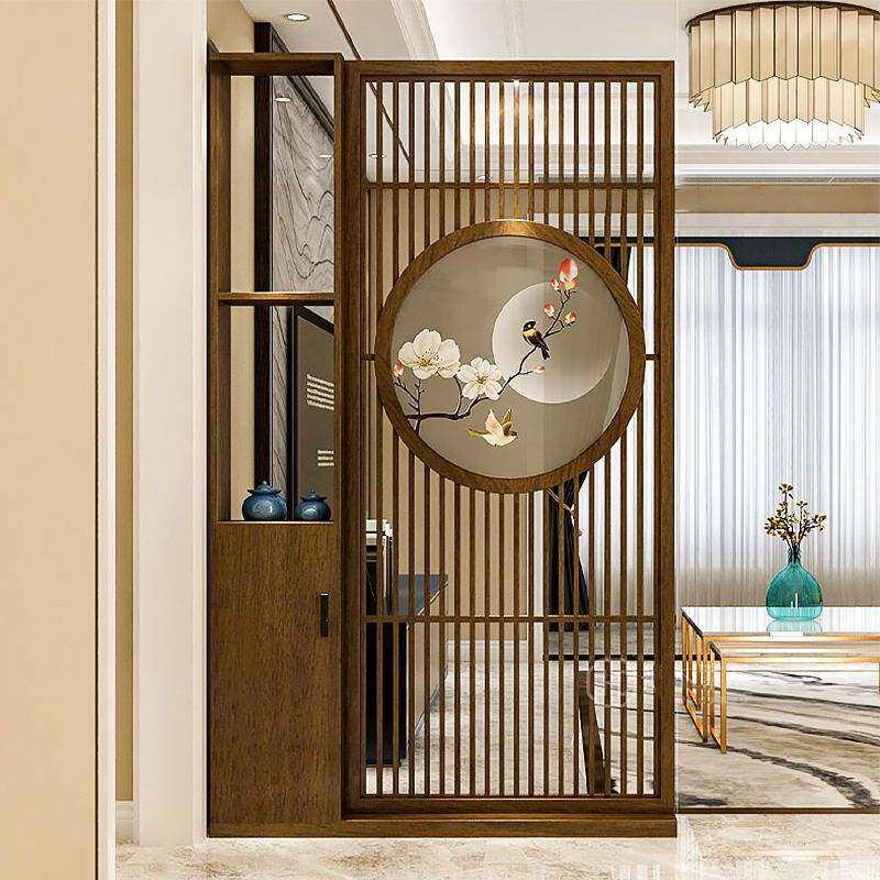 cs新中式实木屏风隔断客厅玄关柜入户正对进门遮挡置物2024新款屏