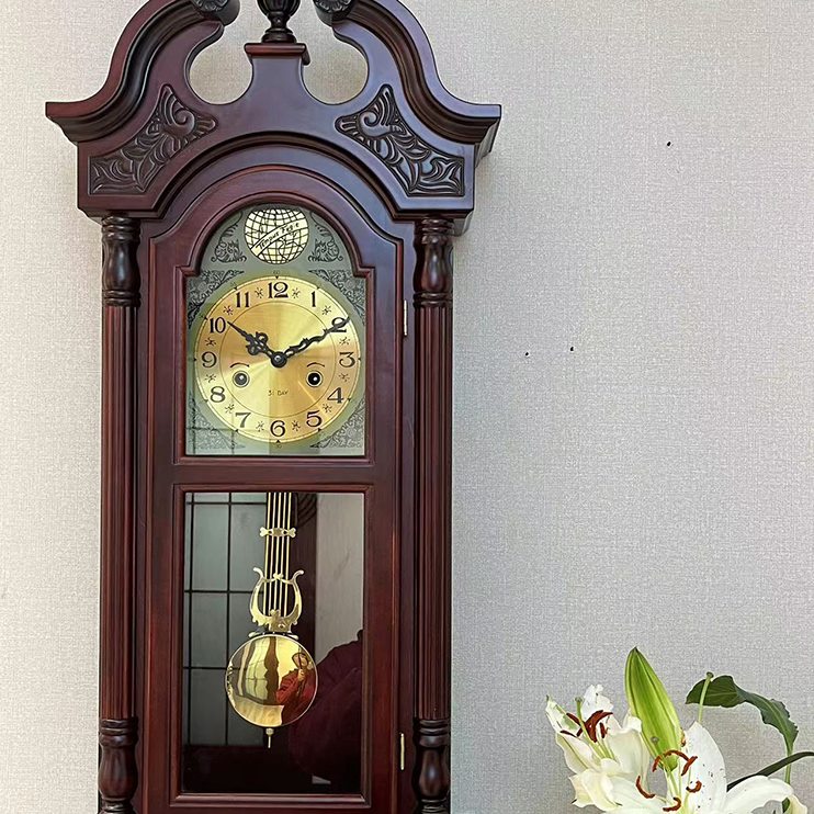 上报特大号整客厅老式机械发条欧式钟挂钟表中式实木1米时大点链