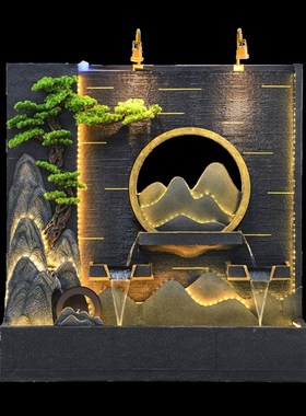 办公室装饰隔断室内外庭院假山鱼池喷泉造景观摆件水幕墙流水屏风