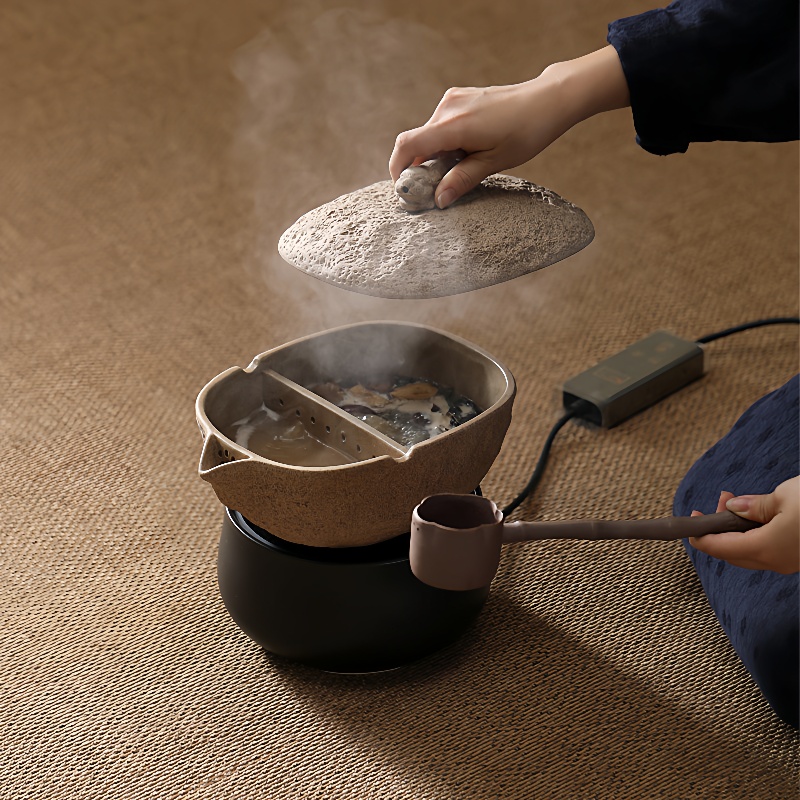 中式古法合璧罐罐茶陶瓷煮茶器围炉煮茶壶电陶炉煮茶碗陶罐砂锅