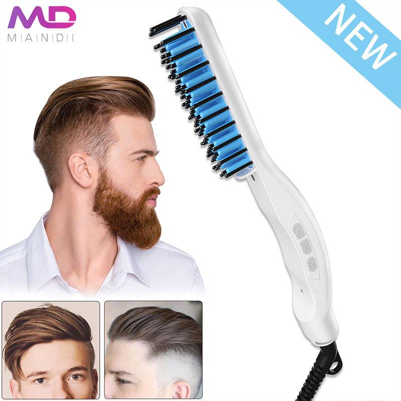 2019电商LCD直发梳男士直发器胡须梳陶瓷干湿用男士专用