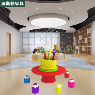 威斯顿儿童桌椅组合幼教中心铅笔造型儿童游乐园趣味卡通铅笔凳