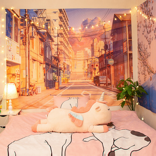 风景墙面背景布装饰画房间卧室客厅宿舍床头布置挂布墙布