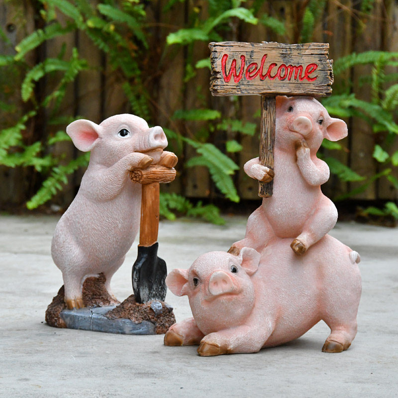 仿真动物猪树脂欢迎牌小摆件花园庭院草坪创意家居装饰品摆设,家居饰品,户外/庭院摆件,淘宝优惠券,粉丝福利购,淘宝优惠卷