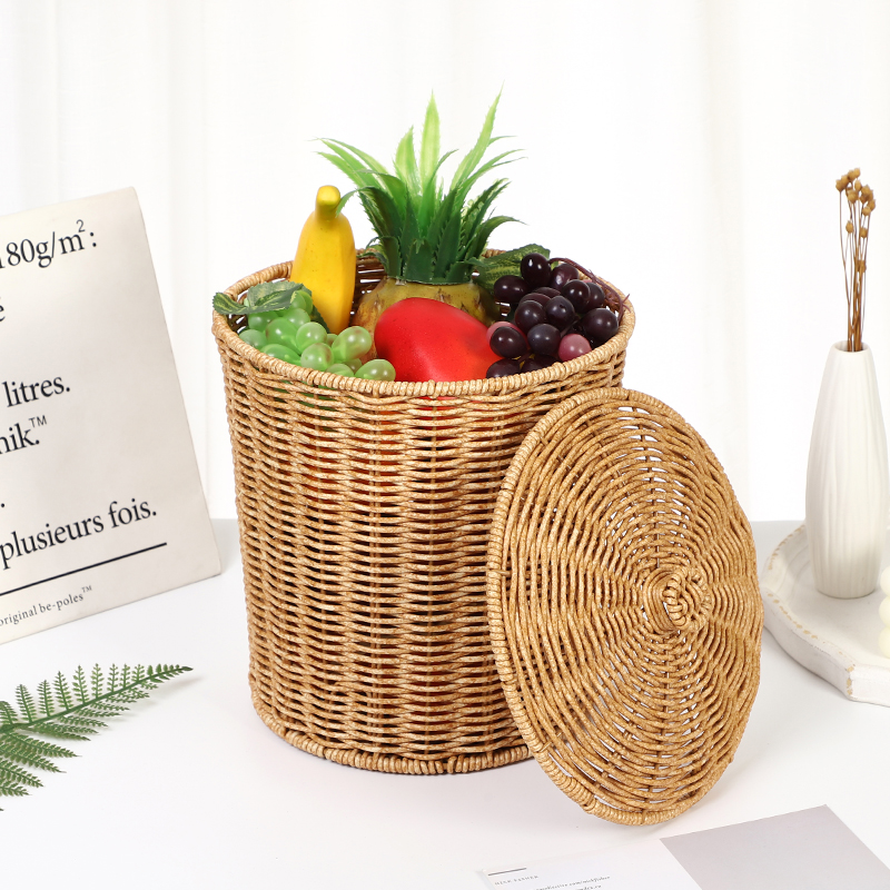 仿藤编收纳筐脏衣篓柳编衣物火锅店收纳篮脏衣篮编织框带盖