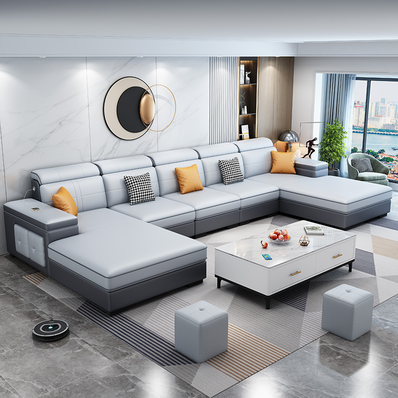 科技布沙发客厅现简约双贵妃布艺沙发小户型家具年新款