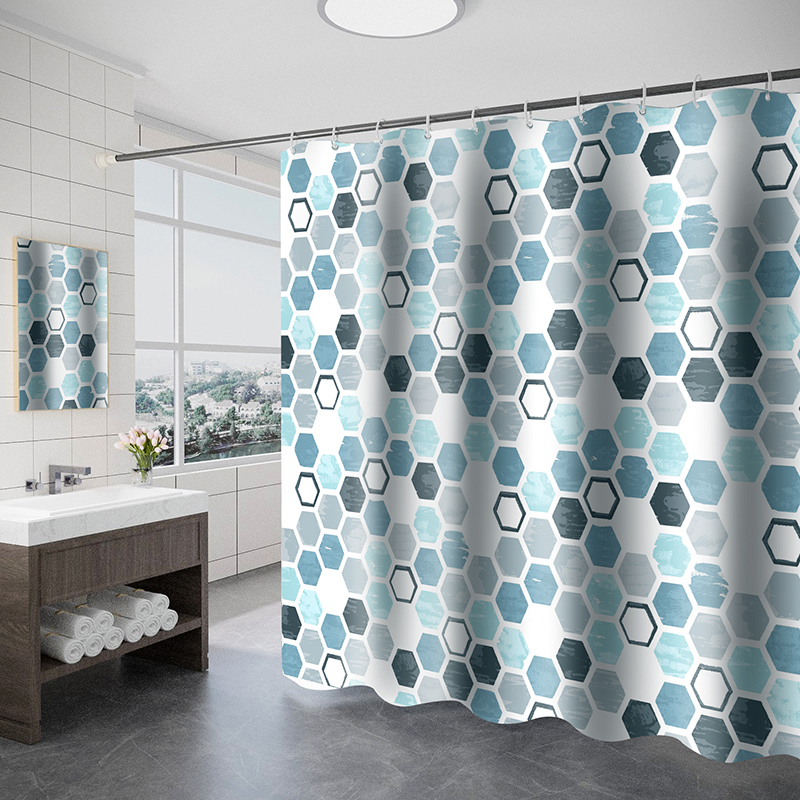 卫生间加厚浴帘布防霉防水浴帘套装浴室门帘隔断帘窗户挂帘