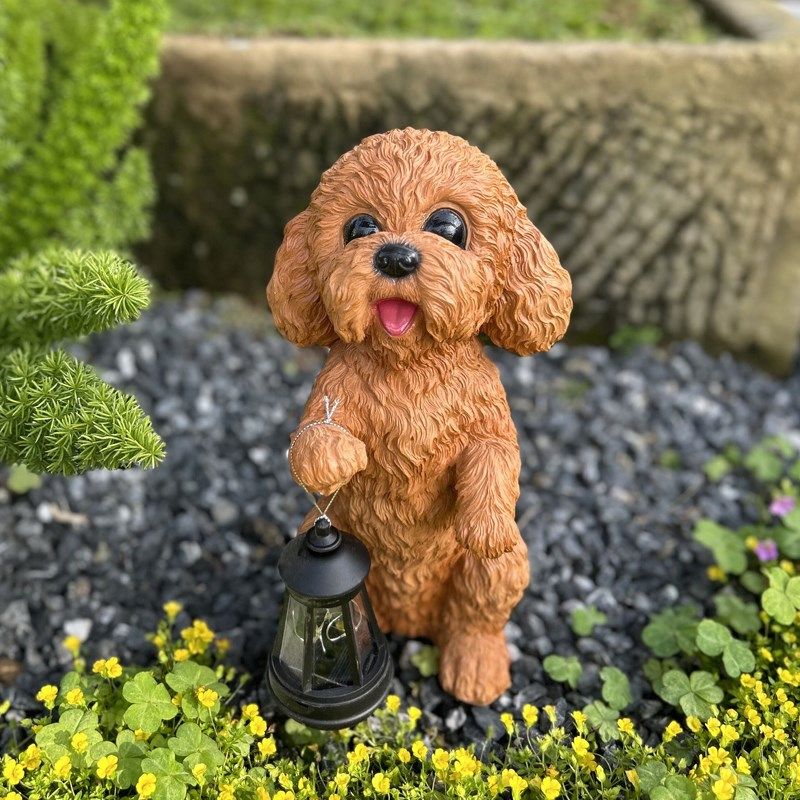 泰迪犬提灯花园庭院别墅阳台幼儿园装饰树脂户外摆件太阳能小夜灯,家居饰品,户外/庭院摆件,淘宝优惠券,粉丝福利购,淘宝优惠卷