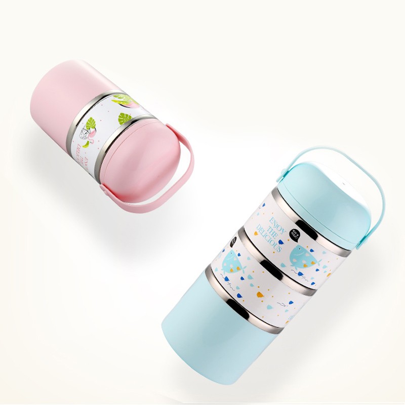 不锈钢儿童保温饭盒小型可爱分隔型1人小学生密封3层手提便当盒2