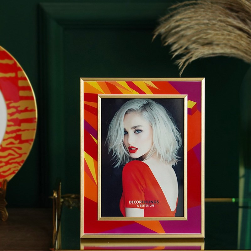 时尚现红色实木长方形相框 创意客厅卧室桌面婚纱像框摆台