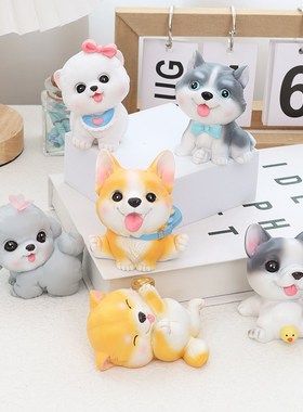 萌宠摆件可爱柴犬柯基博美房间办公桌面装饰儿童朋友礼物