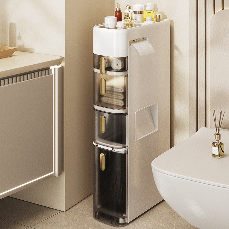 卫生间浴室夹缝收纳柜厕所侧边窄缝垃圾桶厨房储物柜子