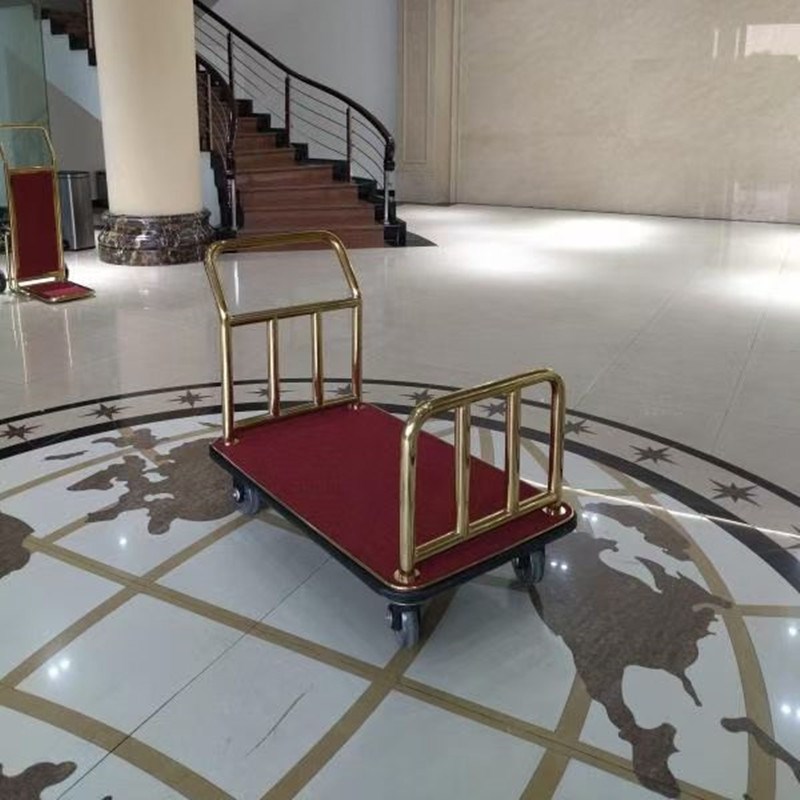 酒店大堂行李车手推车门童礼宾车机场散客箱车静音轮