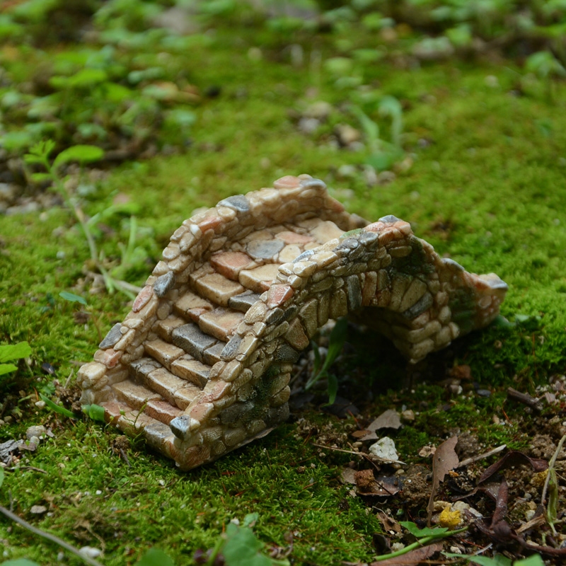 仿真小桥摆件树脂拱桥建筑假山盆景园艺装饰品鱼缸造景摆设小