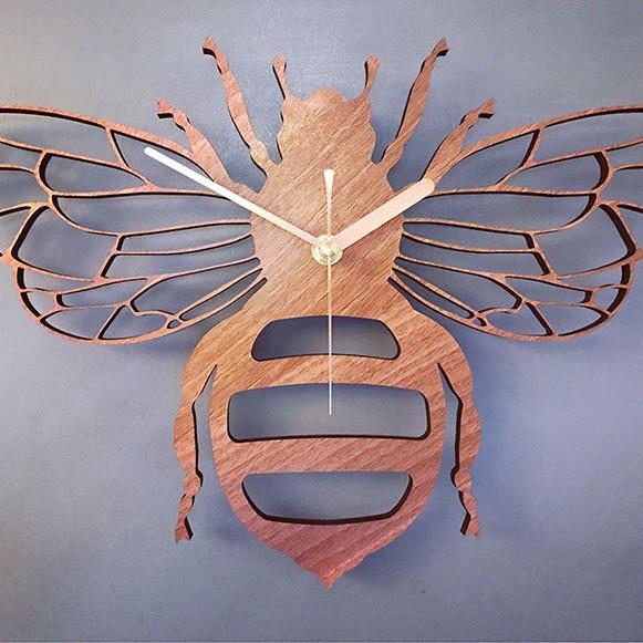 时尚创意竹木蜜蜂挂钟田园自然蜜蜂墙面壁挂表时钟石英钟客厅卧室