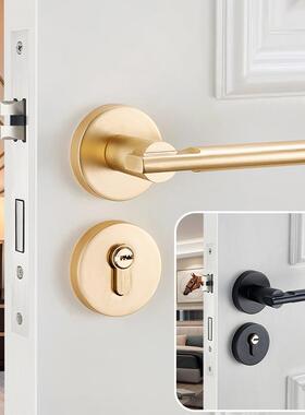 家用门锁通用型黑色分体锁具室内门锁卧室门门把手手柄五金房门锁