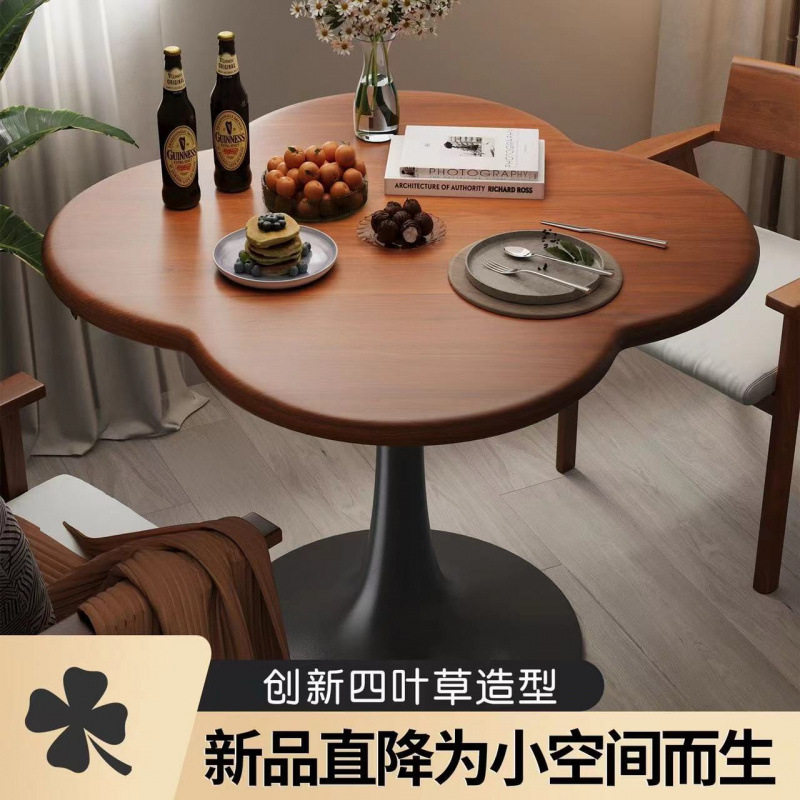 圆形餐桌吃饭桌子家用小户型出租房饭桌客厅阳台休闲郁金香