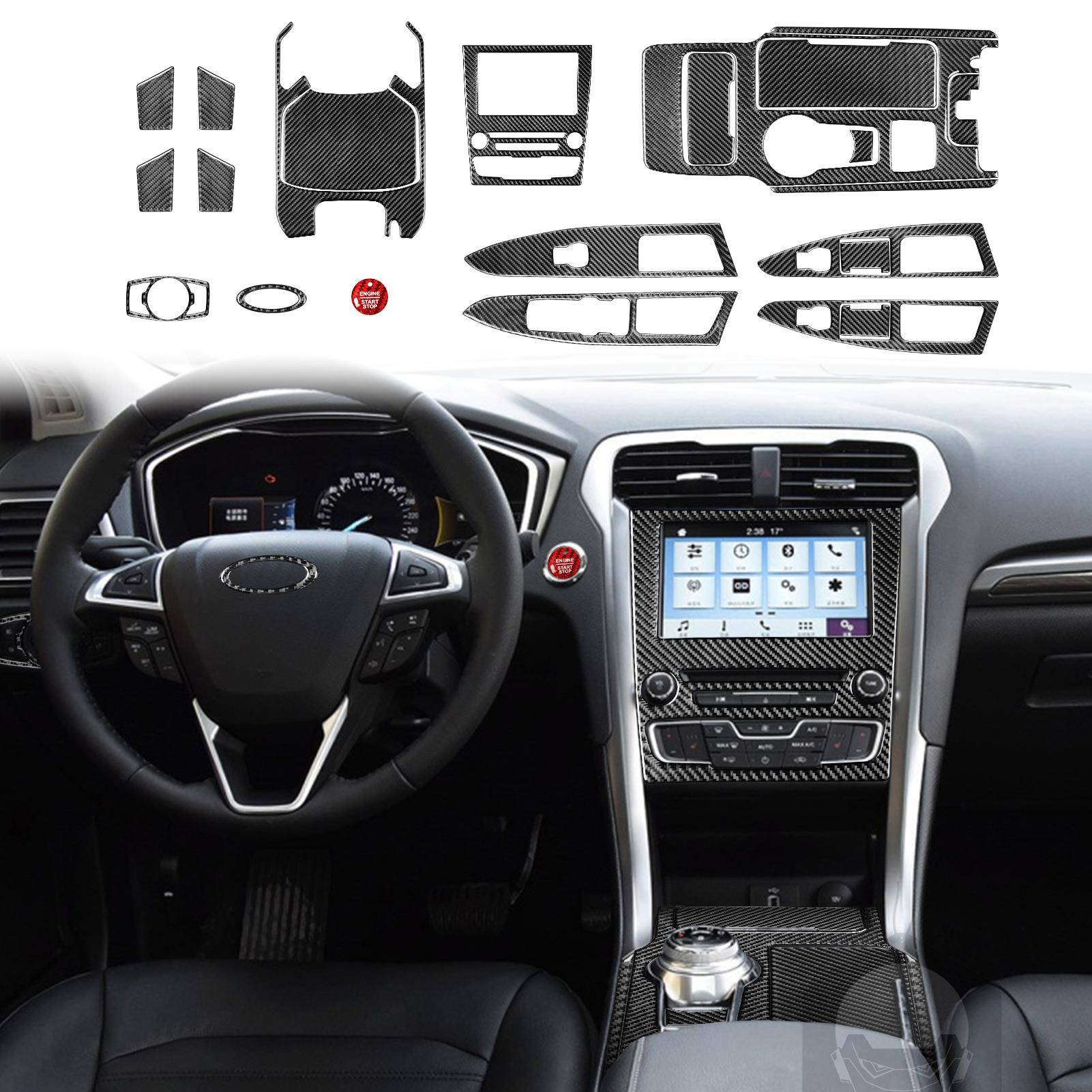 适用于福特新蒙迪欧碳纤维中控档位方向盘套件汽车内饰改装配件