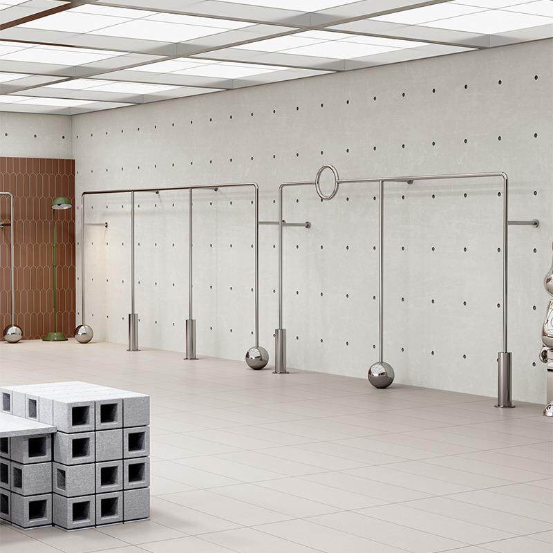 服装店展示架不锈钢镜面亮光陈列架女装货架展示架上墙挂衣杆架子