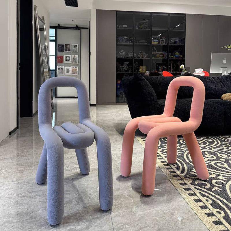 异形椅艺术化妆椅卧室梳妆凳子弯管设计感女生梳妆台椅子网红餐椅