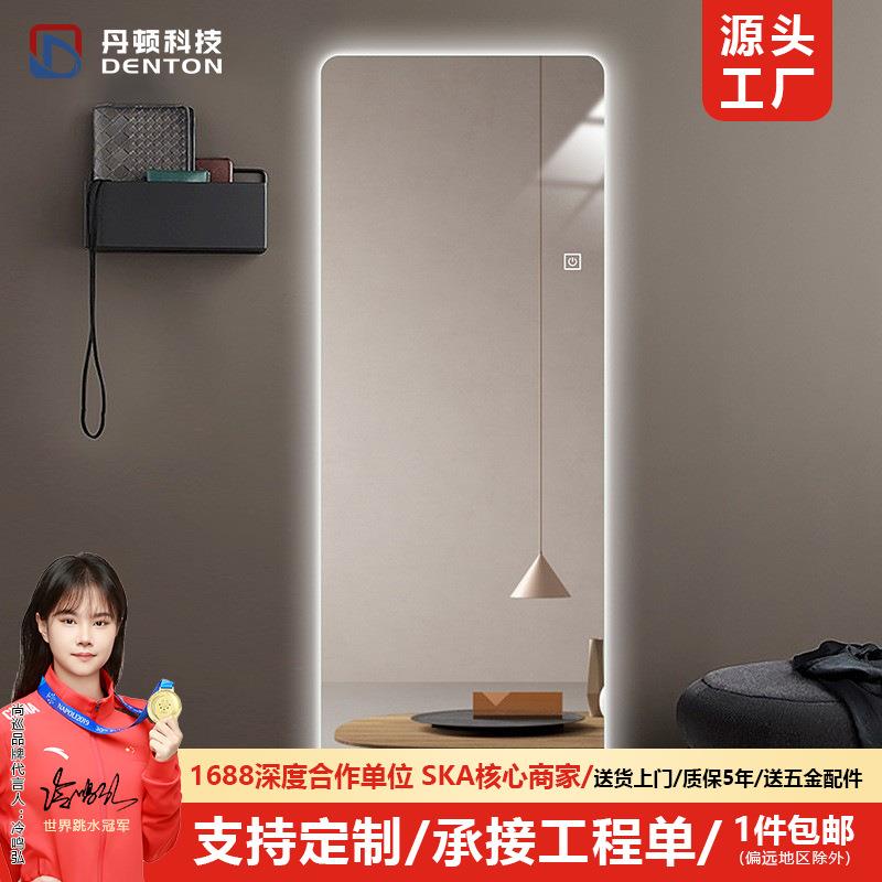 智能无框穿衣镜led灯镜壁挂式全身镜圆角悬挂试衣镜带灯装饰镜子