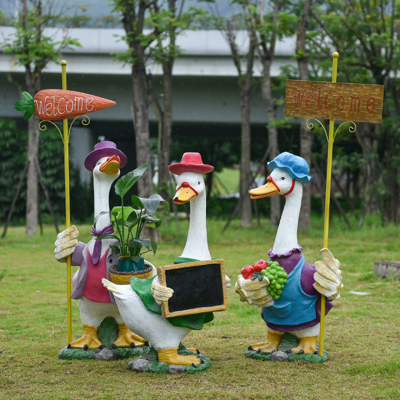户外鸭子摆件幼儿园花缸花盆草坪造景迎宾装饰仿真动物鹅雕塑