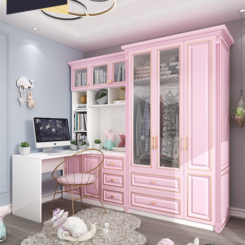 儿童角桌书柜桌靠墙女孩公主粉色电脑桌书柜衣柜组合定制,住宅家具,电脑桌,淘宝优惠券,粉丝福利购,淘宝优惠卷